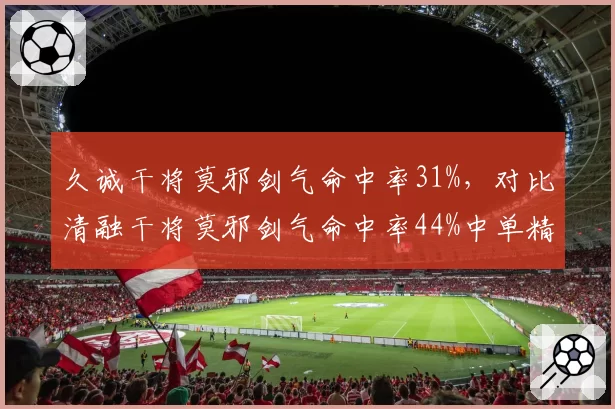 久诚干将莫邪剑气命中率31%，对比清融干将莫邪剑气命中率44%中单精准度分水岭